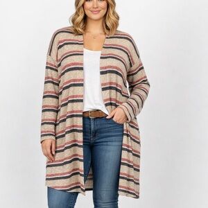 NWT Coldwater Creek Multicolor Ribbed Knit open front long Cardigan Sz 1X $89